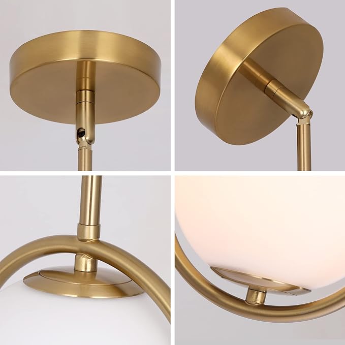 SeeU Modern Pendant Lighting Mid Century Globe Pendant Light Fixture Gold Pendant Chandelier Hanging Lighting Fixture with White Globe Glass Lampshade for Kitchen Island Dining Room Bedroom