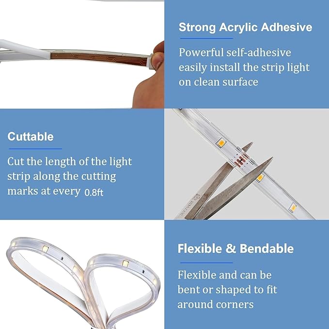20ft Solar LED Strip Lights (Four-Color Fixed) - 336 LEDs Auto On/Off, 8 Modes with Remote Timer, Waterproof Self-Adhesive for Outdoor Decor, Patio, Poolside, Camping