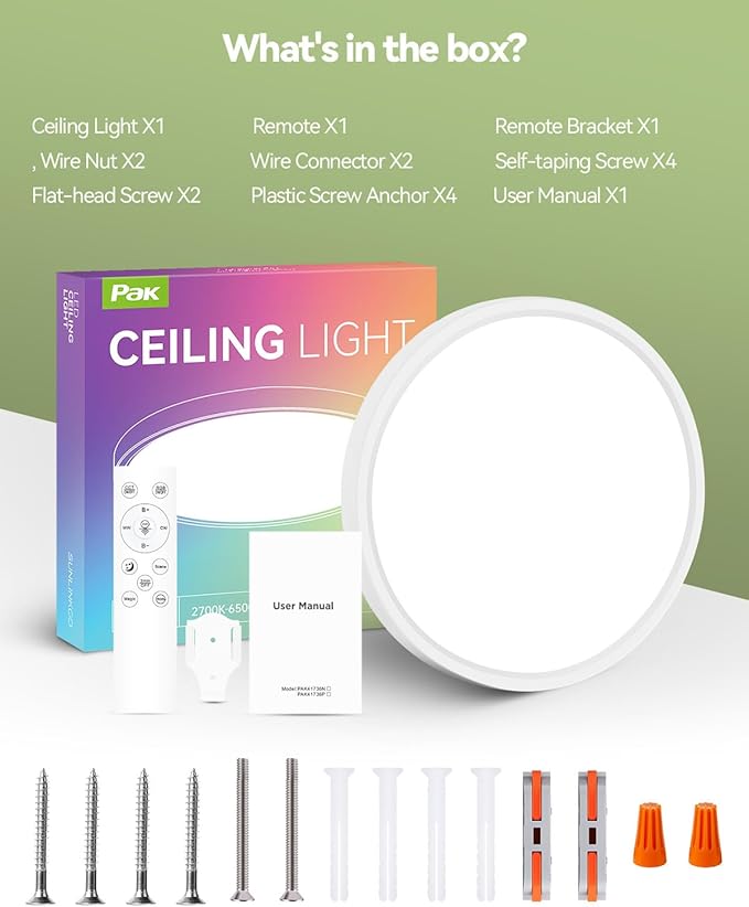 12 Inch Smart Ceiling Light, RGB+IC LED Flush Mount Light Fixture, 2400LM Dimmable, APP & Remote Control, 2700K-6500K DIY Color Ceiling Light for Bedroom Living Room, Works with Alexa & Google Home