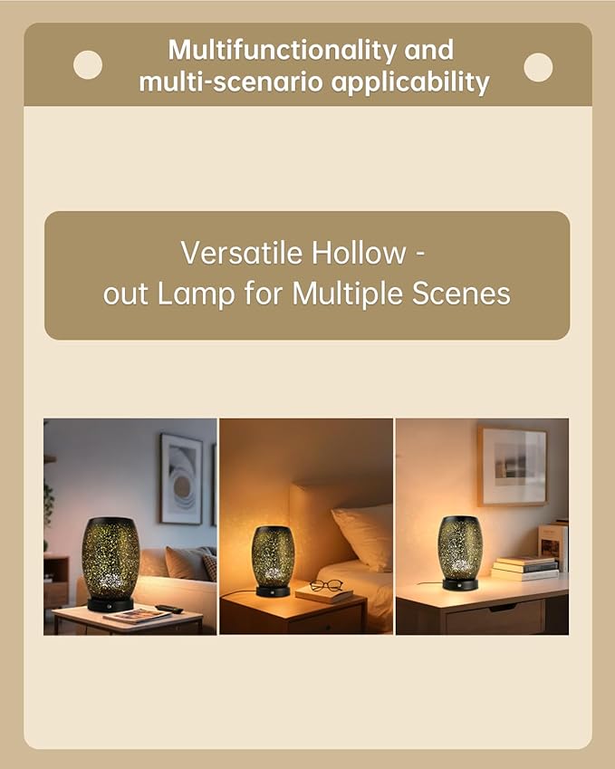 Table Lamps for Living Room - Bedside Lamps for Nightstand, Vintage Night Stand Lamp with Remote for Bedroom Kids Room Living Room Office