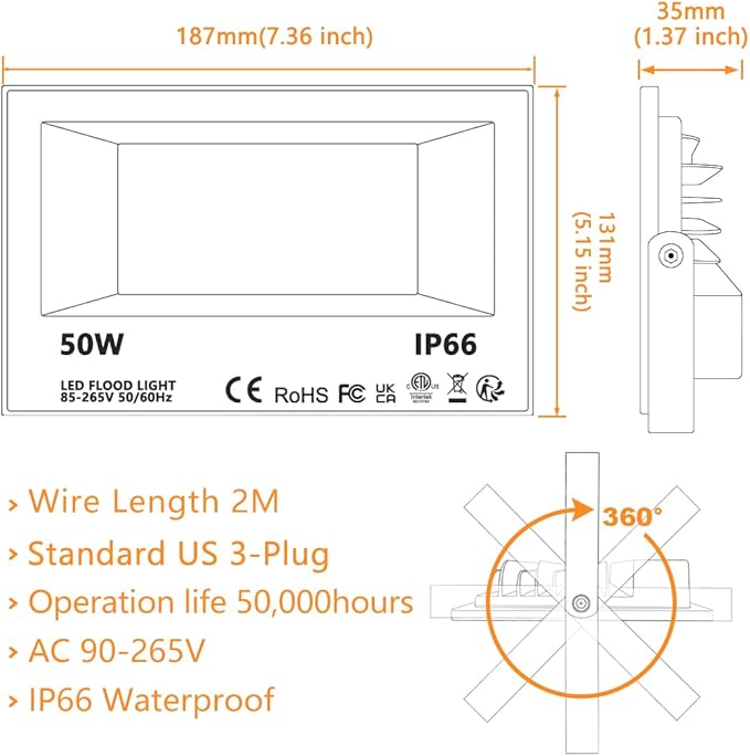 MELPO LED Flood Light Outdoor, 500W Equivalent 5000LM Smart RGB Landscape Lighting with APP Control, DIY Scenes - Timing - Warm White 2700K - Color Changing Uplight, IP66 Waterproof US Plug (4 Pack)