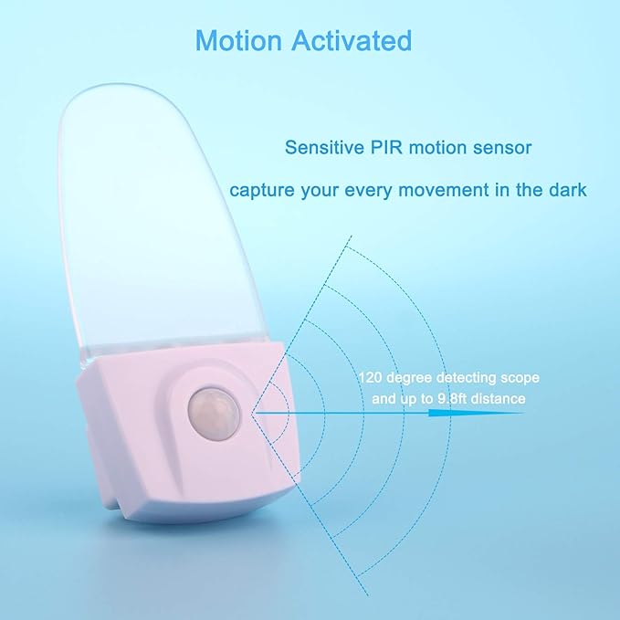 GREENIC Blue Motion Sensor Night Light Plug in 2 Pack, 0.5W LED Motion Detector Night Light Lamp, Automatic Motion Activated Nightlights for Modern Home Decor, Living Room, Bedroom, Bathroom, Kitchen