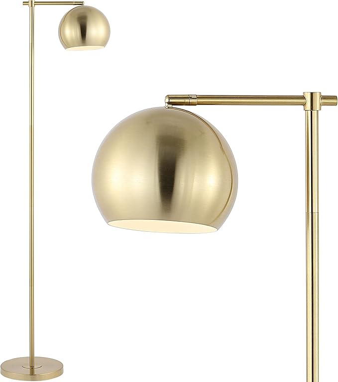 JONATHAN Y 58.5" Brass Gold Modern Contemporary Iron Floor Lamp, Minimalist Metal Globe Shade, Mid-Century Standing Light for Living Room Bedroom, LED Bulb Included JYL3088A
