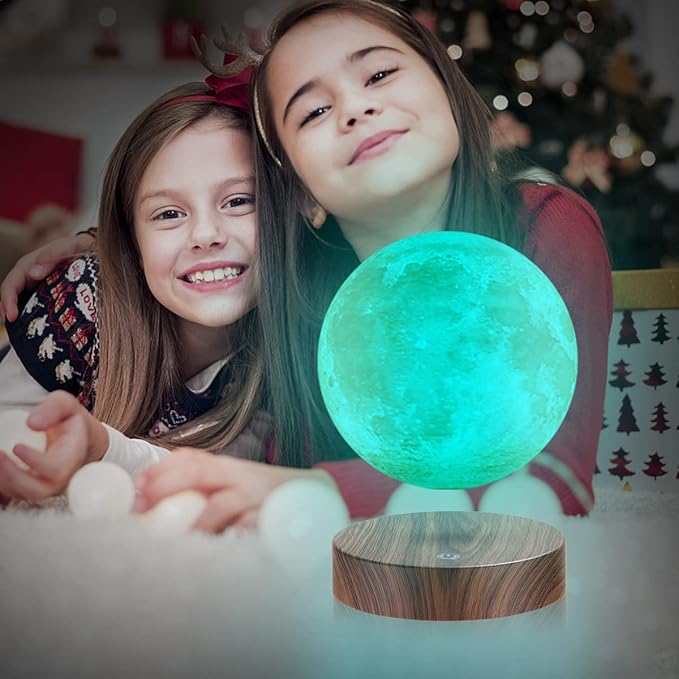 Floating Moon Lamp, Magnetic Levitation Spinning 3D Printing Moon Light Levitating Lamps Globe with 16 Colors Modes LED Moon Night Lights, Room Decor, Creative Gift for Kids Friends
