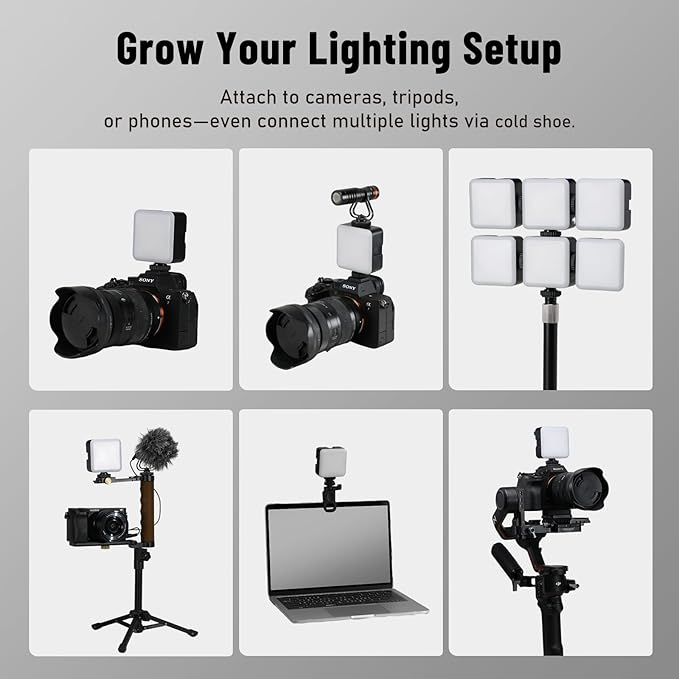 NiceFoto Portable LED Video Light, Magnetic 360° Full Color RGB Camera Lights with 3 Cold Shoe Mounts, 2500K-9000K, CRI 96+, 18 Scene Modes, for Vlog Filming, TikTok, Live, Photography ﻿