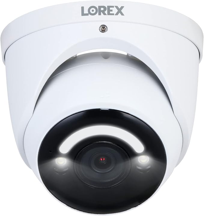 Lorex 4K Smart Security Lighting Deterrence Dome AI PoE IP Wired Camera with Color Night Vision (White)