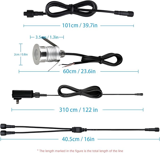 203 LED Underground Lamp, 1W, DC12-24V, IP67, Low-Voltage Recessed Type, Stainless Steel 304 Cover, Suitable for Outdoor Grounds, Decks, Squares, Parks, Courtyards (3000K, 6P-A)