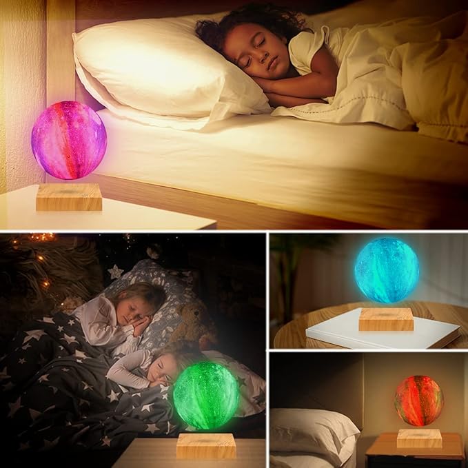 VGAzer Levitating Moon Lamp,16 Colors Galaxy Moon Lamp 5.9 Inch 3D Moon LED Light with Remote Control for Home Office Decor,Unique Gifts for Teen Girls/Boy/Kid/Adults (Square Base)