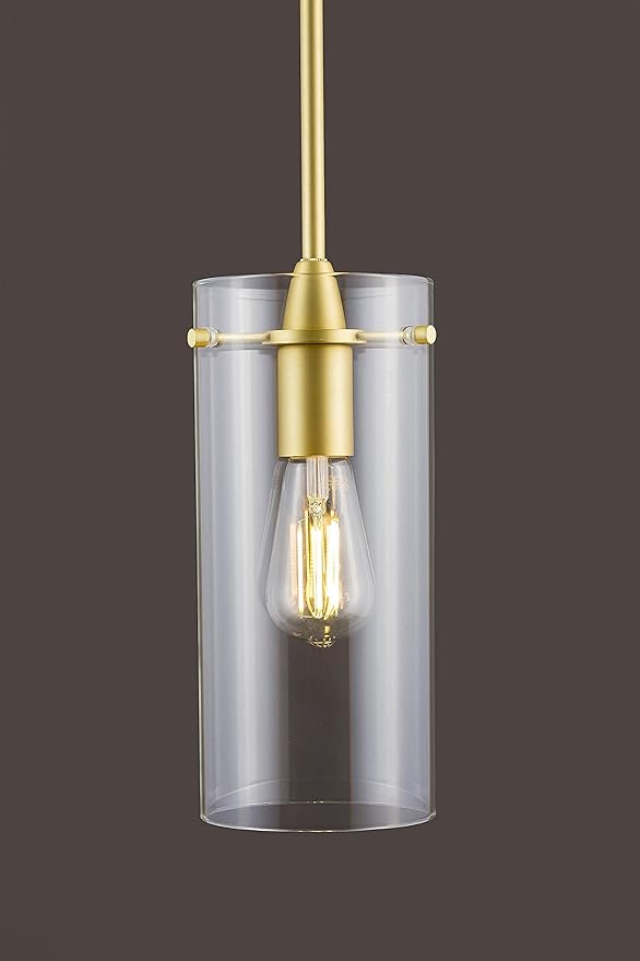 Satin Brass Pendant Lights Kitchen Island - Large Clear Glass Pendant Light Fixture