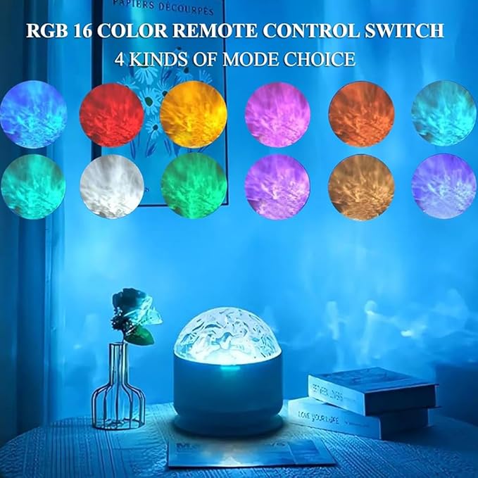2 in 1 Northern Lights Projector, 16 Color Aurora Night Light Projector,Remote Galaxy Light Projector,USB Recharge Ocean Wave Projector for Playroom Birthday Kids Teen Gift (Aurora & Wave)