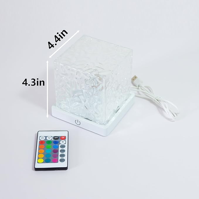 Ocean Wave Projector Light, 16-Color Cube Water Lamp, 3D Holographic Water Ripple Romantic Ambient Lighting for Child's Room，Aurora Night Light，Birthday and Christmas Gifts for Children