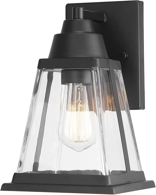 Globe Electric 44697 Merle 1-Light Outdoor Wall Sconce, Bronze, Clear Glass Shade, Brown, Bulb Not Included