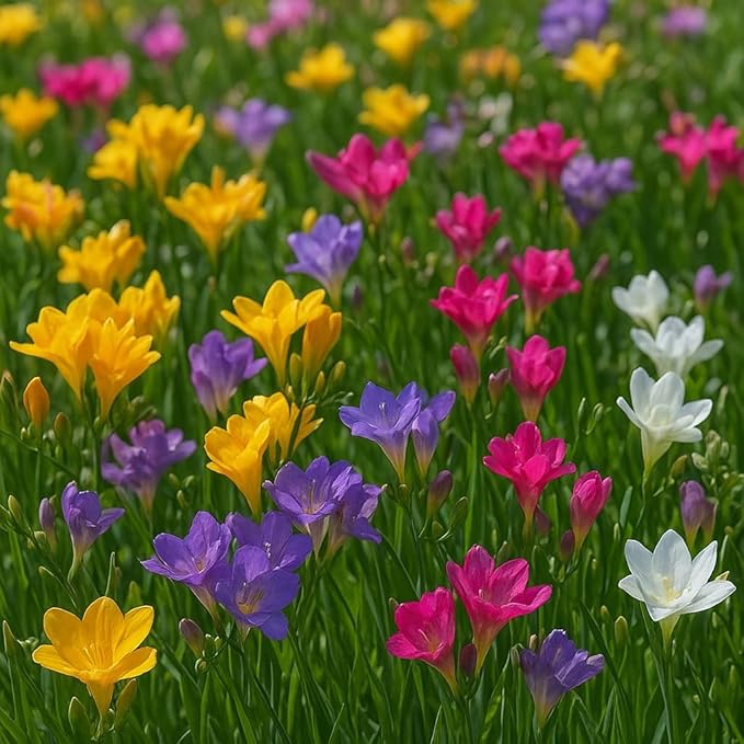 Amazing Deal - 30 Freesia Mixed Perennial Flower Bulbs - Vibrant, Variety Colorful, Fragrant Flower Perfect for Gardens - Easy to Grow - Attracts Butterflies, Bees & Hummingbirds