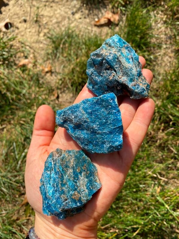 Zenkeeper 1Lb Apatite Crystal Stone Natural Raw Stones & Fountain Rocks for Tumbling, Cabbing, Polishing, Wire Wrapping, Wicca & Reiki Crystal Healing
