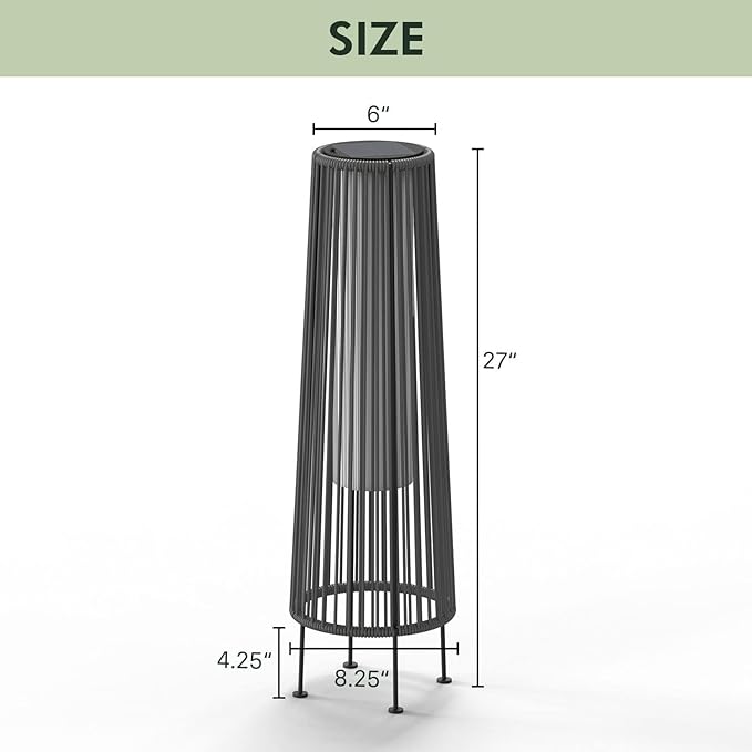 Grand patio 2-Pack Outdoor Floor Solar Light, Wicker Solar Patio Lamp Waterproof Outside Deck Lamp for Porch, Yard, Garden, Lawn Decorations - Light Brown, Gordes 2 PCS
