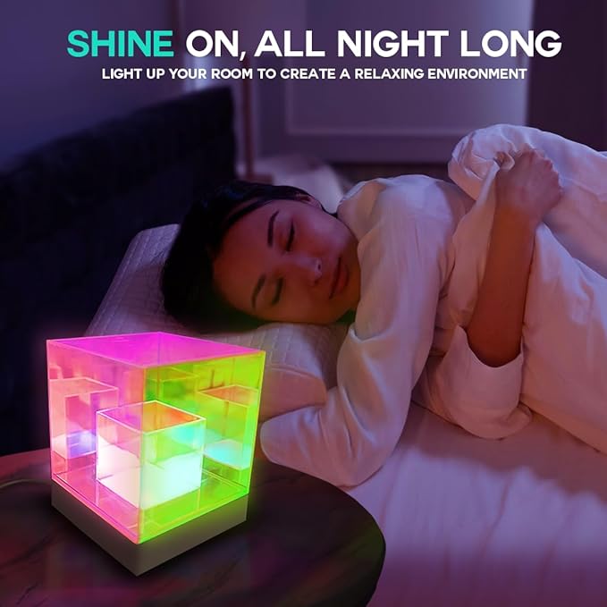 Lumoonosity Infinity Cube Light - 3D Infinity Lamp for Bedroom, Gamer Room - USB Powered, Color Changing Eye-Catching Table RGB LED Lamp