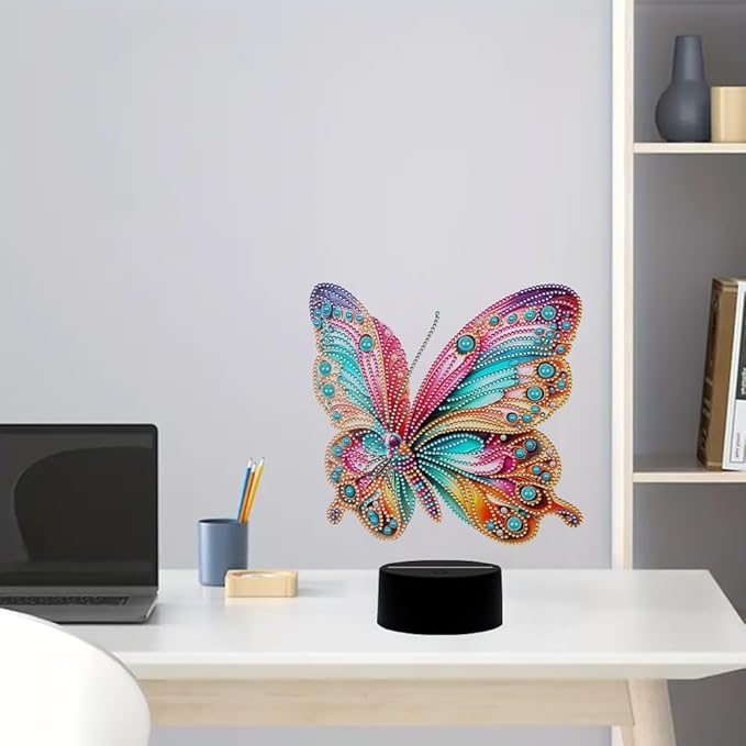 Butterfly Diamond Art Painting Night Light,Diamond Art Painting Kits Desktop Touch Lamp Ornaments for Tabletop Decor Diamond Art Accessories for Adult Beginner Bedrooms Living Room