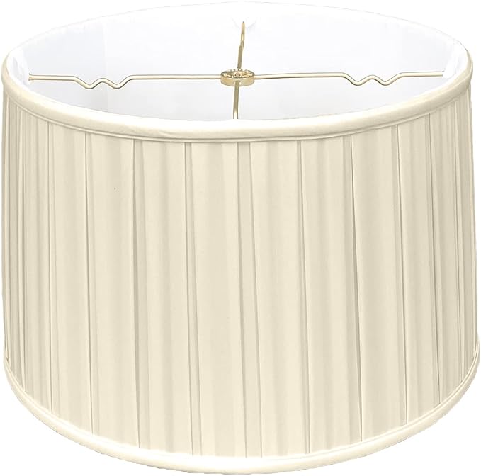 Royal Designs BS-748-16BG Shallow Drum English Bo X Pleat Basic Lamp Shade, 15" x 16" x 10", Beige