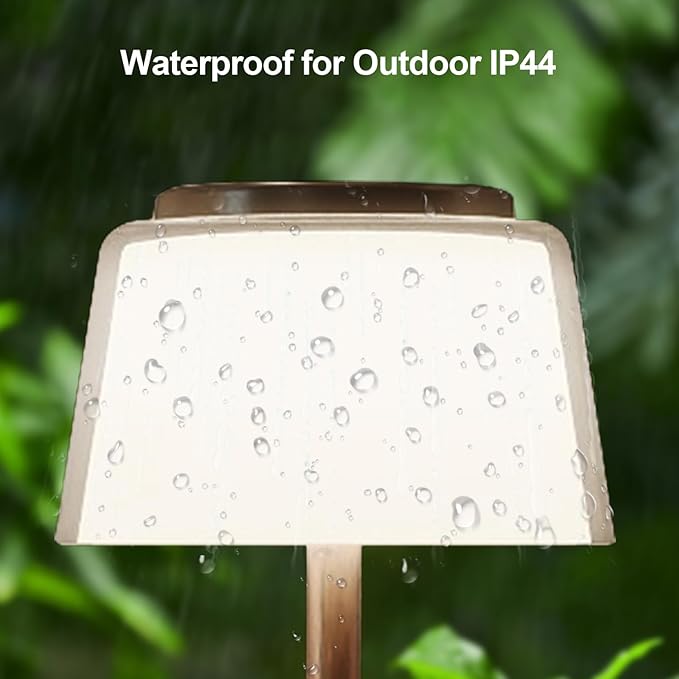 LED Cordless Lamp, 5 Colors Stepless Dimming Table Lamp, 4400mAh Rechargeable Battery with USB Charging Port, Portable Touch Bedside Light for Patio, Restaurant, Dining (1, Antique Brass)