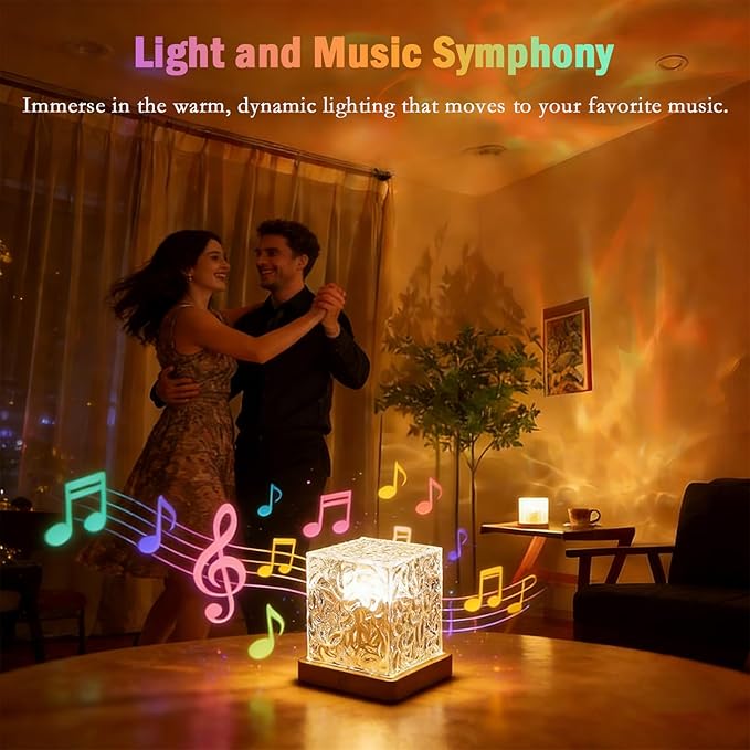 Ocean Wave Projector Light with Bluetooth Speaker, 16 Colors LED Mood Lamp, Music Sync Night Light for Bedroom, Plug-in Atmosphere Lamp for Home Party, Gift for Kids Adults