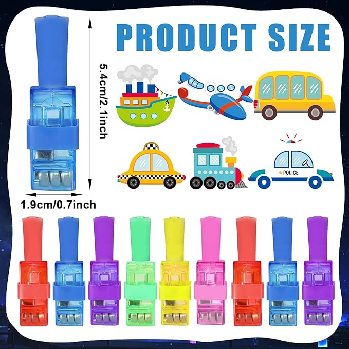 36PCS Transportation LED Finger Lights Traffic Party Favors Glow in the Dark Light Up Finger Lights Traffic Car Themed Toys Bulk for Birthday Party Goodie Bag Stuffer Birthday Gifts Classroom Prize