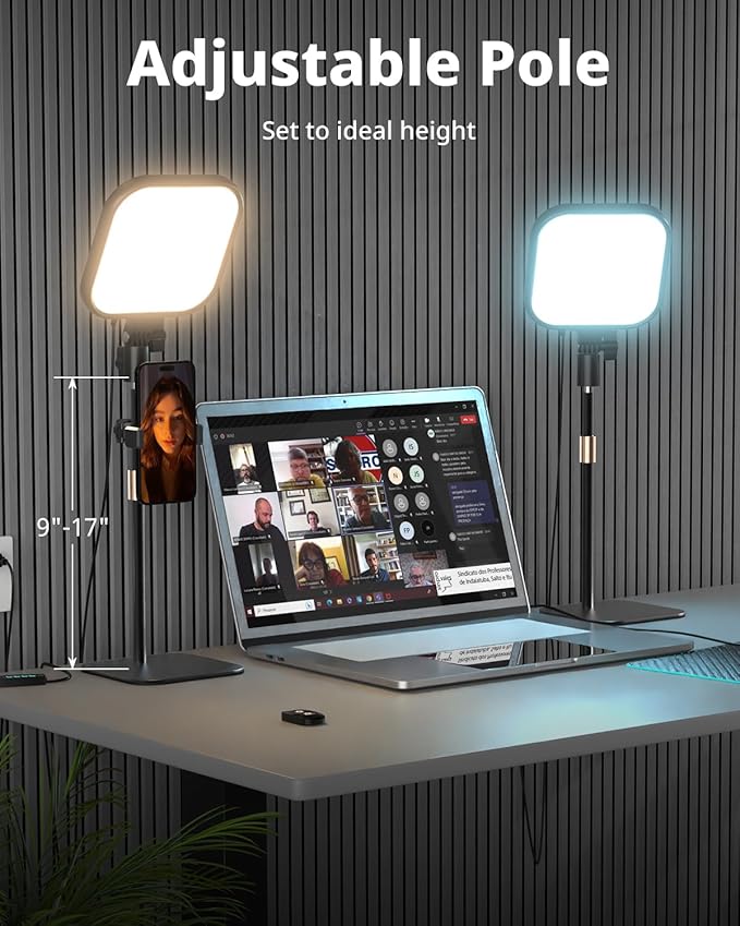 UBeesize Zoom Lighting for Computer, Video Conference Lighting for Video Calls, Desk Light with Stand and Phone Holder for Webcam, Home Office, Podcast, Online Meetings, Live Streaming