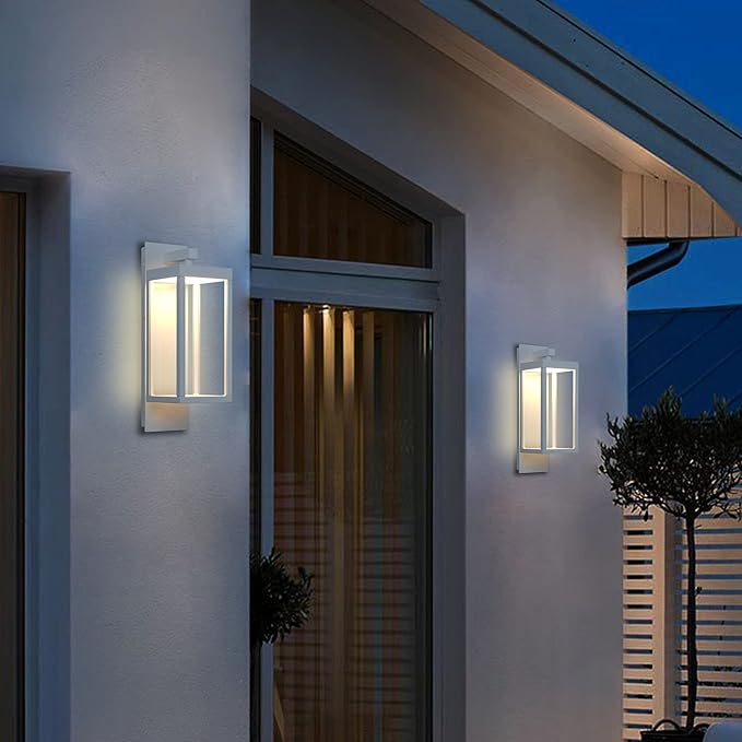 Outdoor Light Wall Sconce Motion Sensor Porch Light for House,15" LED Modern Exterior Lighting Fixture Black,Waterproof Outside Lantern with Clear Glass for Garage Patio Garden
