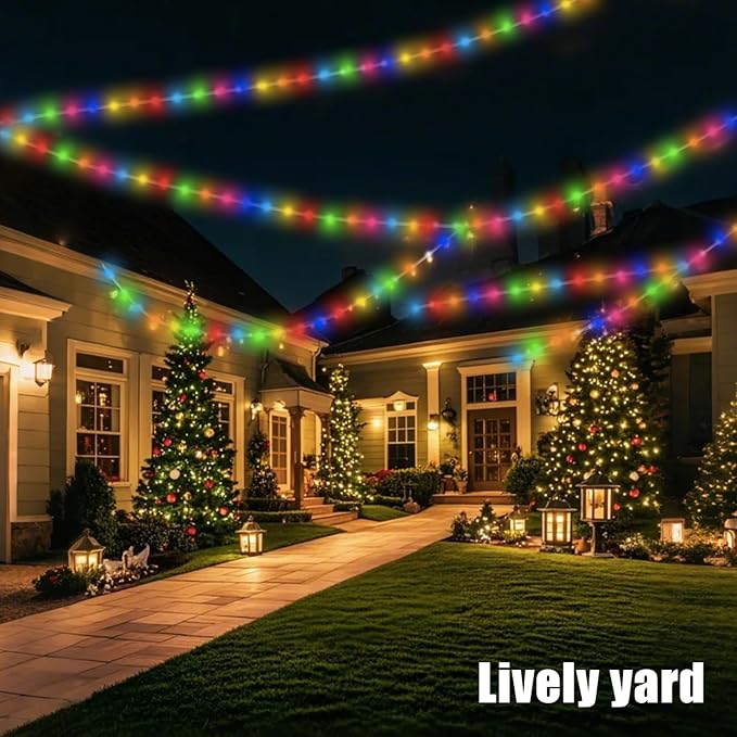 (Multicolor Fairy Light Solar Outdoor 33Ft 100 LED Rope Lights for Outside 8 Modes Solar Rope Lights Outdoor Waterproof for Patio Fence Party Garden Yard Home Holiday Tree Decoration.