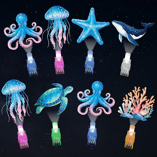 36Pcs Under The Sea LED Finger Lights Animal Party Favors Glow in the Dark Light Up Finger Lights Ocean Themed s Bulk for Birthday Party Goodie Bag Stuffer Birthday Gifts Prize
