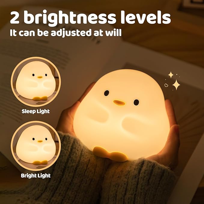 Duck Night Light, Color Changing Mode & 50-Hour Battery, Squishy Silicone Lamp for Kids Room, USB Rechargeable with Timer, Easter Gifts