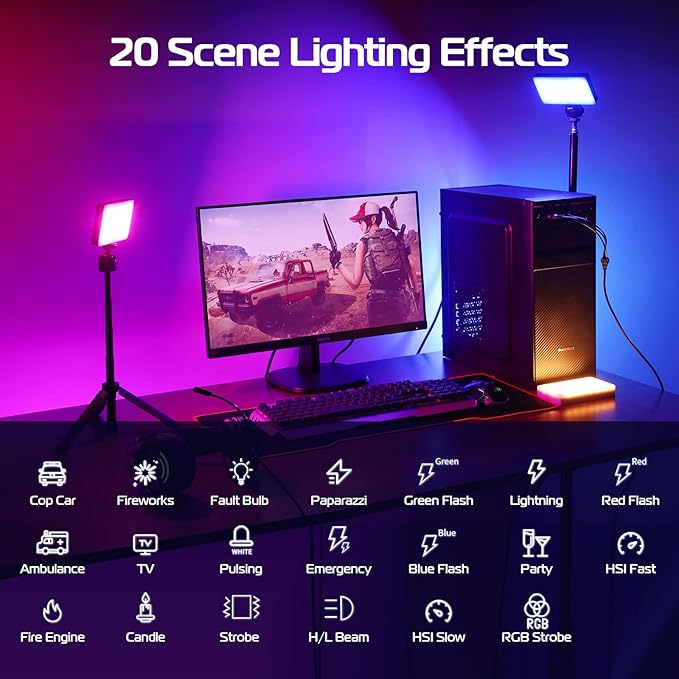 ULANZI LT002 RGB Video Light, Portable LED Camera Light Panel 0-360 Full Color, CRI 95+ 2500-9000K LED Video Light, 4000mAh Rechargeable LED DSLR Lighting for Vlogging, Photography, Video Conference