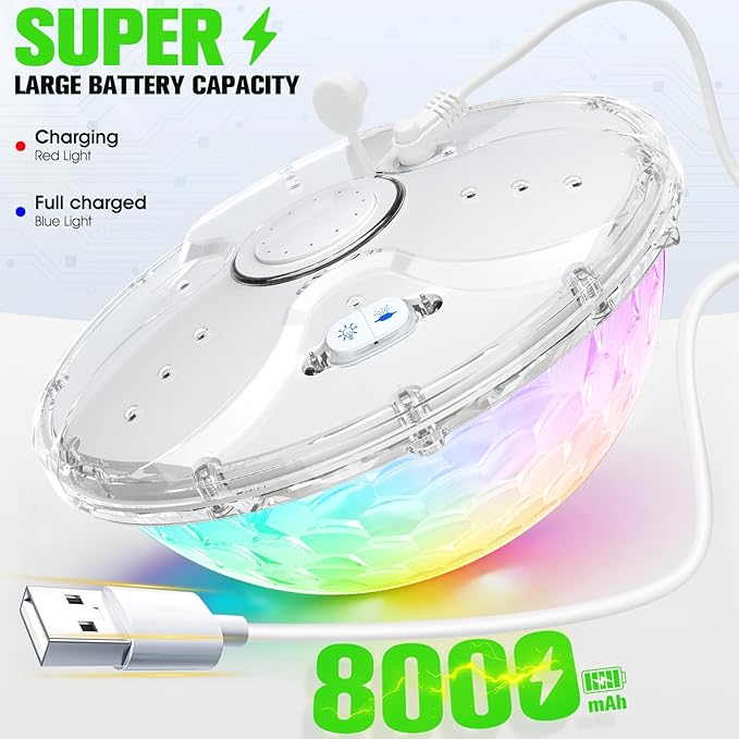 Rechargeable Pool Fountain with Remote,8000mAh Floating LED Pool Fountain with Light,Above Ground Pool Water Fountain Pump,Outdoor Swimming Pool Sprinkler Fountains for Inground Pools Fountain-White