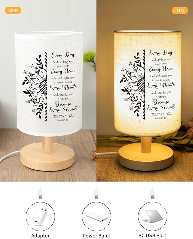 Christian Gifts for Women Table Lamp, Religious Gifts for Women with Bible Verse Prayer Inspirational Gift Fabric Lamp Spiritual Gifts for Woman, Friend
