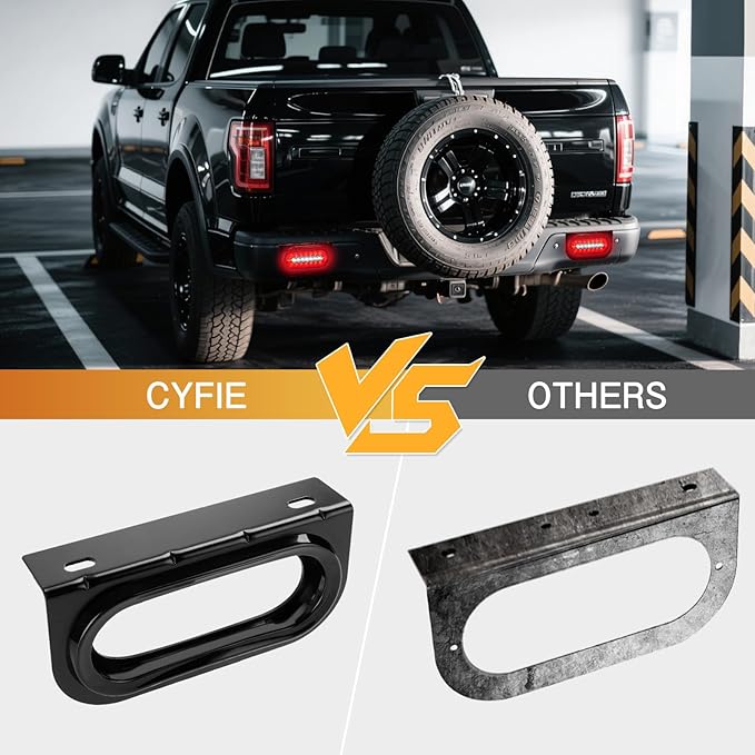 Cyfie LED Trailer Light Boxes, 2PCS 6 Inch Oval Tail Lights Waterproof Brake Stop Turn Reverse Back Up Side Marker Lights with Flush Mount Grommets Mounting Brackets for Truck RV Boat Bus Tractor