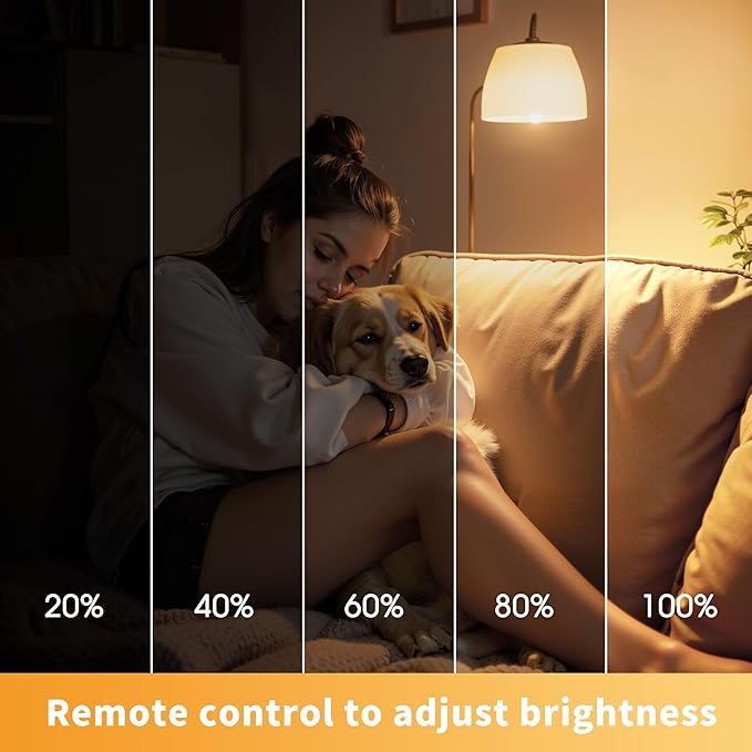 L LOHAS LED Light Bulbs, Sleep Aid Amber Light Bulb, A19 9W(60 Watt Equivalent), Blue Light Blocking, E26 Dimmable Light Bulbs, 3 Color Temperature 1800K/3000K/5000K, 2 Pack