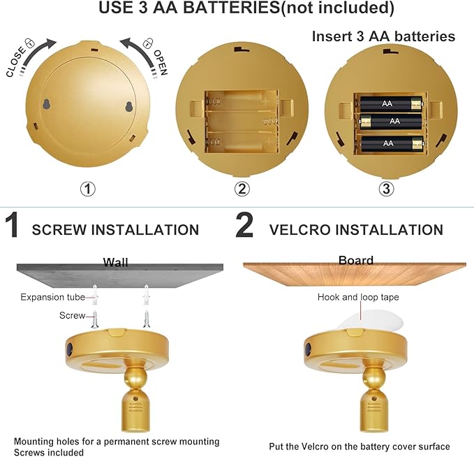 Indoor Spotlight, Battery Operated Picture Light with Remote, 3 Lighting Modes LED Display Lights, Plant Tree Spotlight with Timer, Up Lights for Art Display Dartboard Artwork Frames-Gold