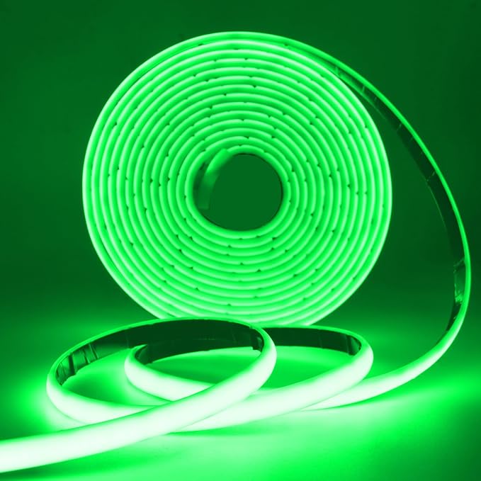 24V COB Neon Strip, 320LEDs/m Ultra-Bright Flexible COB Neon LED Strip, Outdoor Waterproof IP68 Self-Adhesive Tape, Red/White 2-Wire LED Fairy Lights for Patio, Christmas（Green,19M）