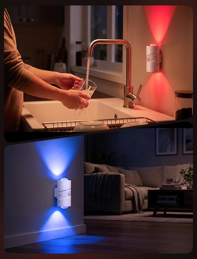 Night Light with Motion Sensor, Rechargeable Color Changing LED Night Lights Stick-on Magnet, 0-100LM Adjustable Brightness Nightlights for Toilet Hallway Bedroom Stairway (RGB-01)