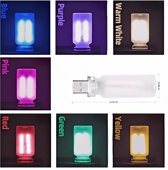 Retro Car Lamp, Touch-Adjust USB LED Automotive Lights, Plug-in Night & Ambient Bulb for Vehicles, Bedroom, Hallway, Desk, No-Pole Dimming (Frosted red Light)