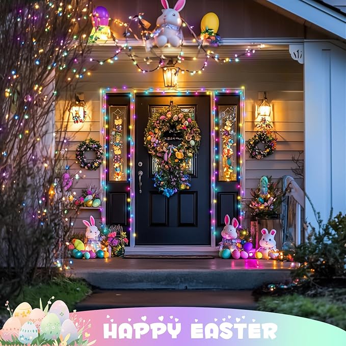 JMEXSUSS 200 LED 66ft Easter Lights String Green Wire, Pastel String Lights Plug in for Spring Bedroom Window Tree Room Outdoor Indoor Party for Easter Decorations