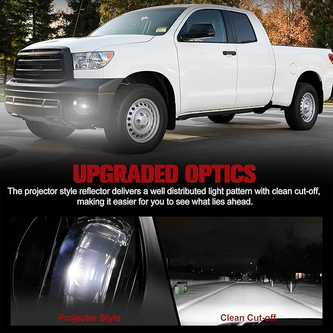 FIERYRED Fog Light with LED Bulbs For Tundra 2007-2013,Sequoia 2008-2011,100% OEM Bumper Driving Fog Light Clear Lens,IP68 Waterproof