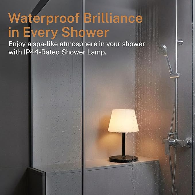 Cordless Lamp, 5000mAh Battery Operated Rechargeable Table Lamp with Power Bank, Touch Dimmable 3 Color Temperatures, IP44 Waterproof Shower Lamp for Kitchen, Bathroom, Indoor Or Outdoor Use 9.6in