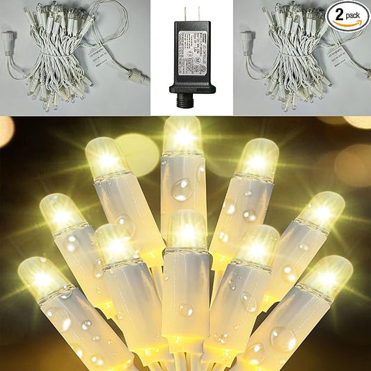 Christmas Lights 34FT Outdoor Waterproof Decoration String Lights 100 Count Warm White for Wedding Outdoor Indoor Xmas Party Christmas Tree Bushes (2, 34ft)