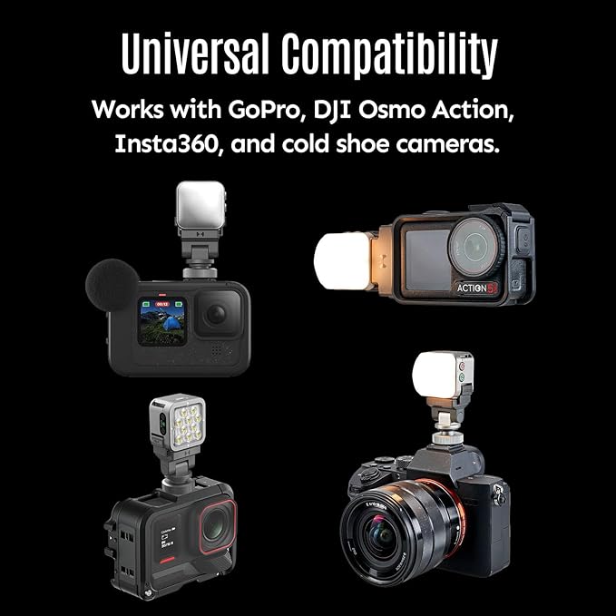 Harlowe Atom 2W Magnetic Mini Camera Light Compatible with DJI Osmo Action/GoPro/360/Cameras Motion Sensing Type-C Rechargeable Auxiliary Camera Fill Light for Selfie Vlog Video Recording