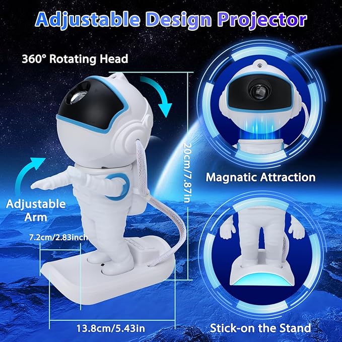 Star Projector with Astronaut Design & Remote Control - Galaxy Night Light for Bedroom, Kids Adults Gift for Birthdays Christmas Valentine's Day