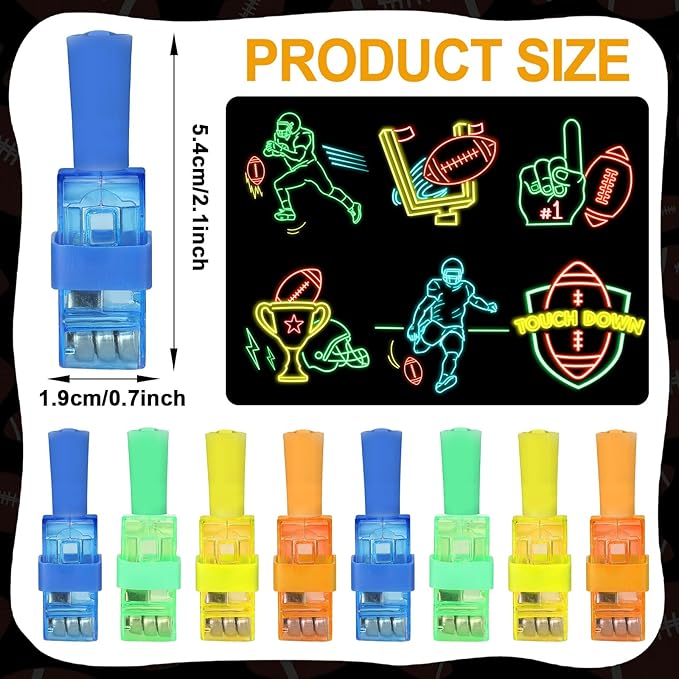 36Pcs Football LED Finger Lights Sport Party Favors Glow in the Dark Light Up Finger Lights Rugby Themed Toys Bulk for Birthday Party Goodie Bag Stuffer Birthday Gifts Prize