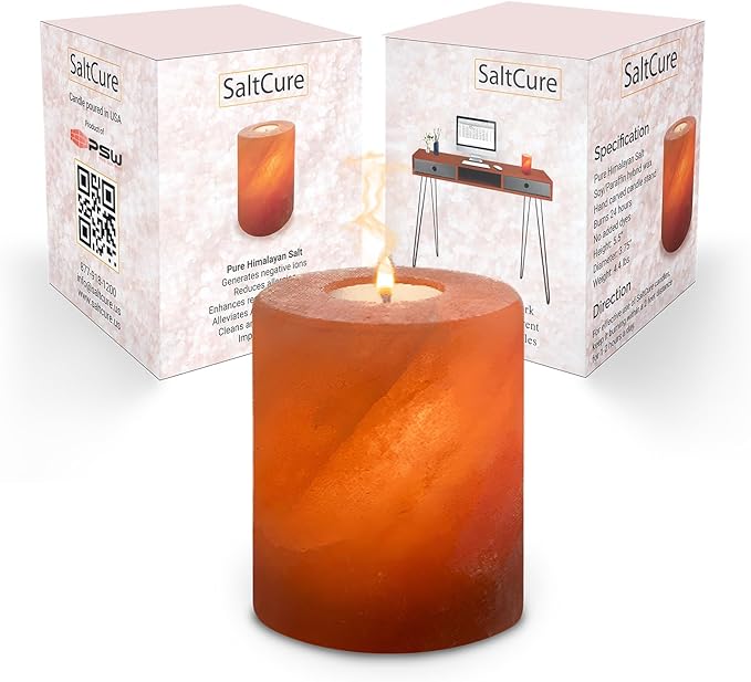 Himalayan Pink Salt Candle Holder 4" — Hand-Carved Crystal Salt Lamp for Spa, Meditation & Air Purifying