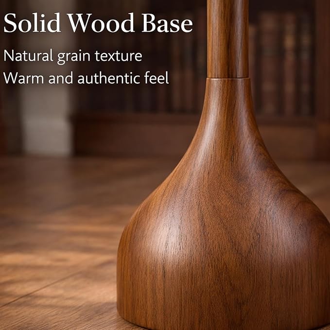 MOFFE 65" Mid Century Modern Vintage Real Wood Floor Lamp with 2 Shades for Two Looks, Sculptural Standing Lamp with Teardrop Base & Wooden Pull Chain for Living Room Bedroom Sofa Side (Bulb Included)