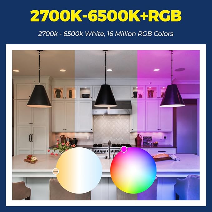 Lightinginside Smart Light Bulbs 100W Equiv., 1350LM 11W Smart Bulb Works with Alexa/Google Home/SmartLife, A19 E26 RGBCW Color Changing, No Hub Required, 2.4G WiFi Bluetooth Bulb, ETL Listed, 1PC
