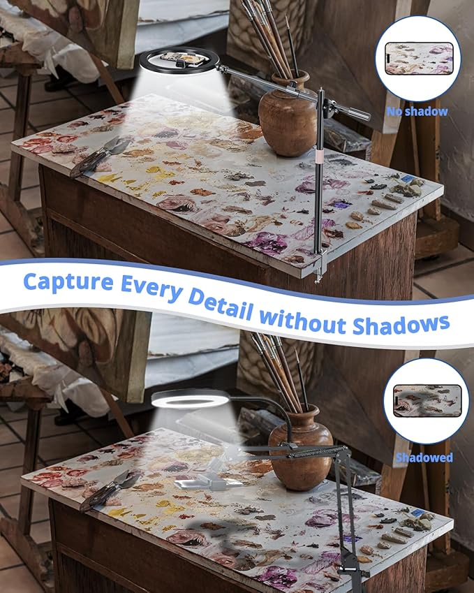 UBeesize 12" Ring Light with Overhead Phone Mount, LED Ring Light with Phone Holder and Stand, Desk Light Ring for iPhone,Cameras, Selfie Light for Live Streaming,Video Recording, Content Creation